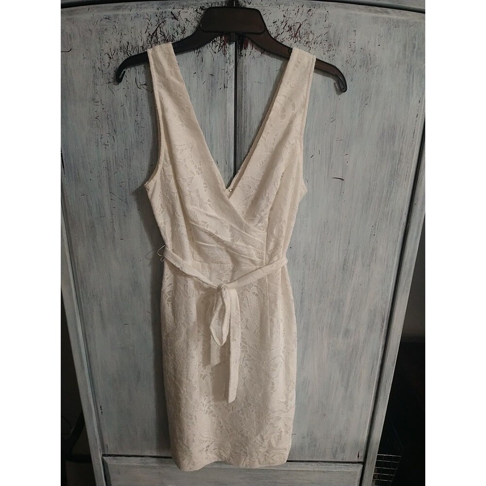Plenty By Tracy Reese V Neck Lace Dress White 8 Feminine Cottage Core Beachy